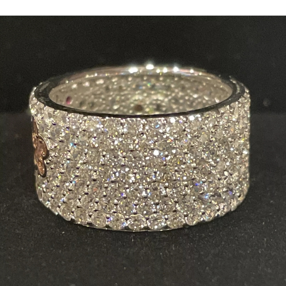 Hello Kitty Diamonique Sterling Silver Ring Blooming Flowers Eternity Band - Picture 9 of 13